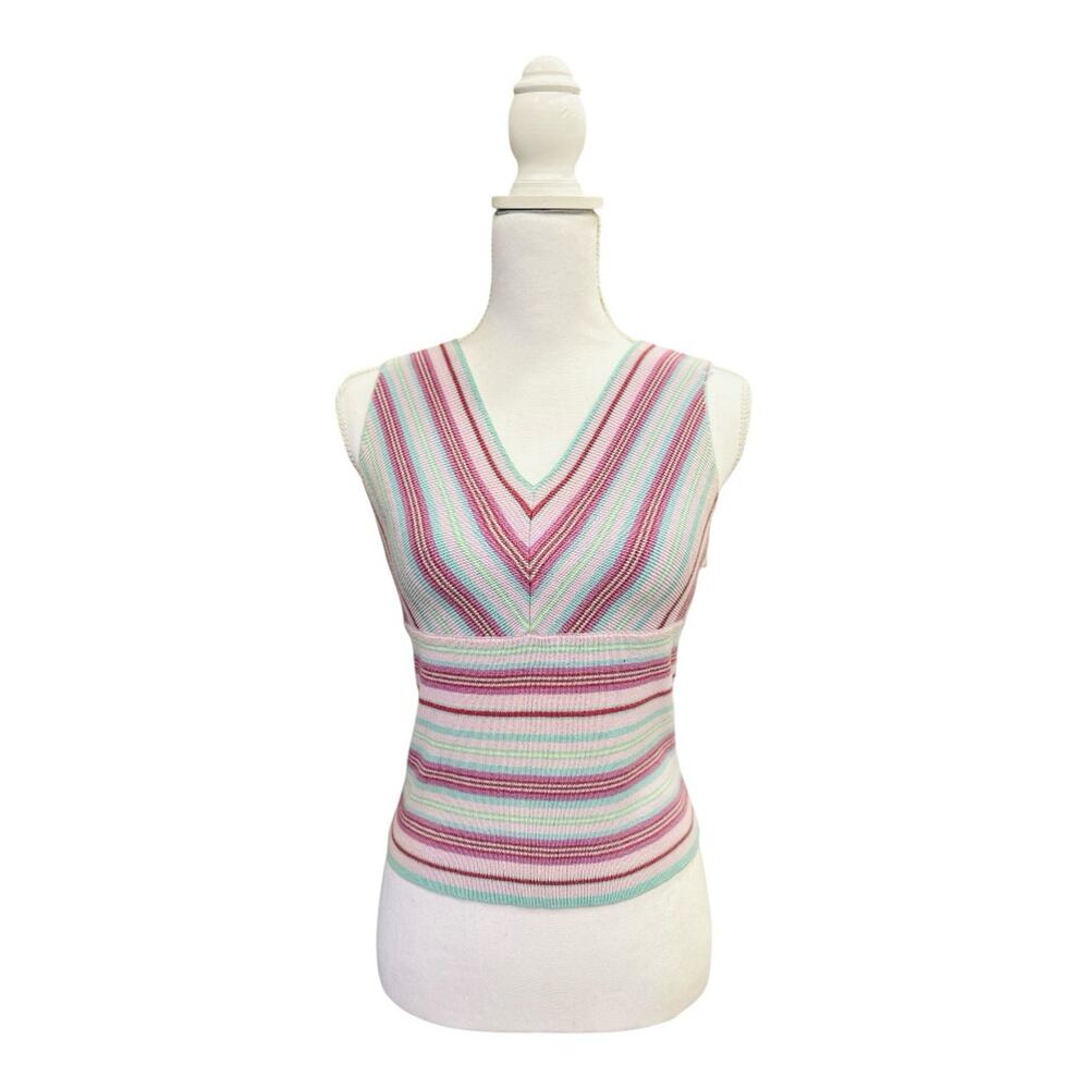Abercrombie & Fitch Vintage - Y2K  Multi-Color Striped Sleeveless V- Neck Top